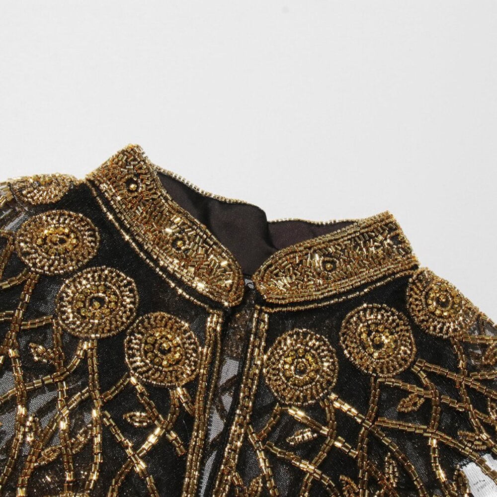 Glamorous Hand-Beaded Capelet - Sparkling Fringe Shawl Overlay - Picture 7 of 12